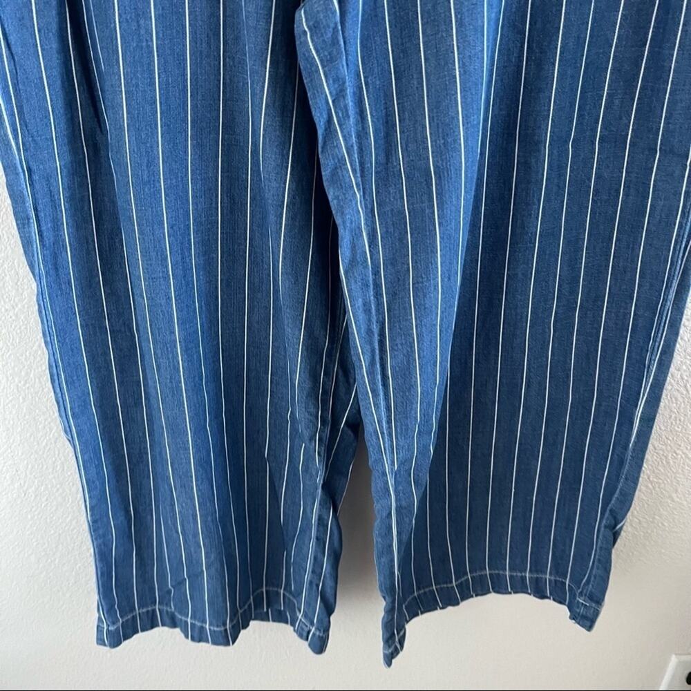 Seven7 Striped Wide Leg Crop Pants Chambray Denim 10 - Picture 2 of 13